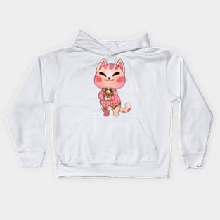 Sweet cat with Christmas flannel Kids Hoodie